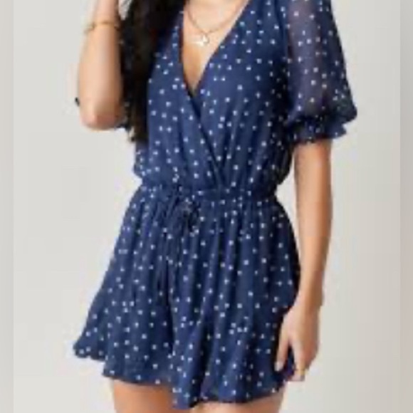 TRIXXI ROMPER WOMEN SIZE M NAVY  POLK DOT NEW - Picture 15 of 16